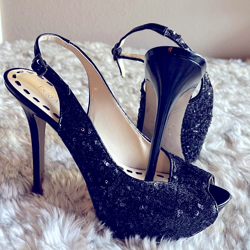Sequin Enzo Angiolini Slingback heels